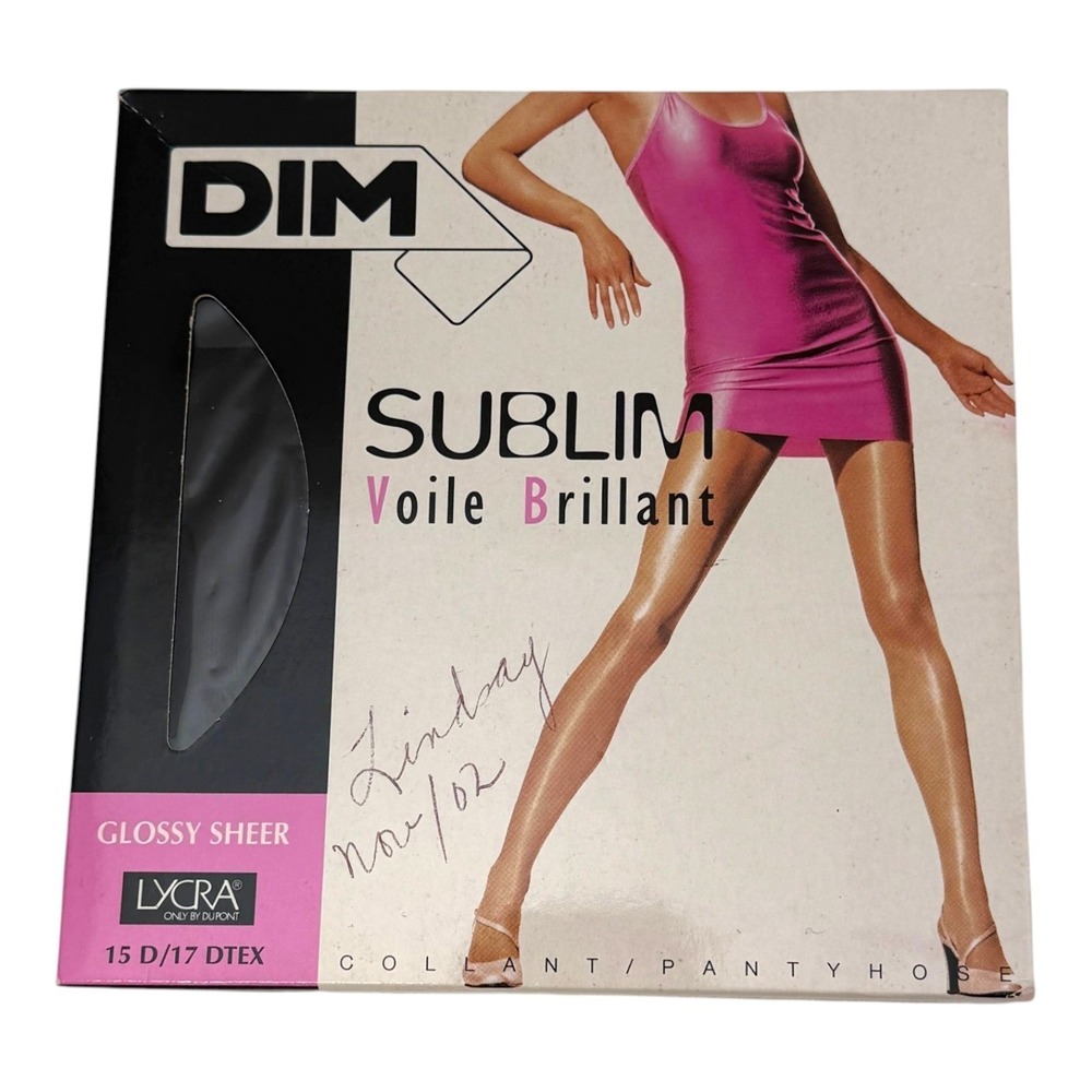 DIM Sublim Pantyhose‎ Sz 2 Black Glossy Sheer Voile 15D Lycra France MCM Vintage